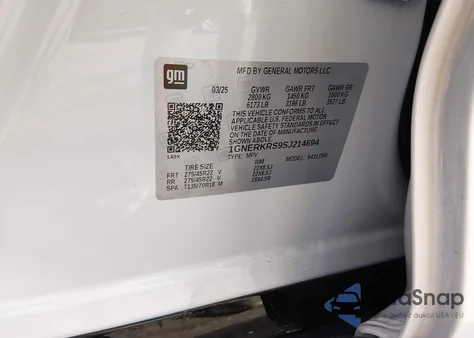 2025 Chevrolet Traverse Fwd High Country z USA, uszkodzony, nr VIN 1GNERKRS9SJ214694